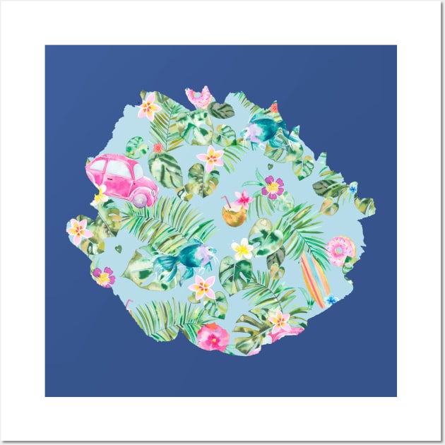 Hawaiian Tropical Dreamy blue Wall Art by ninoladesign